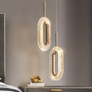 Suspension moderne LED forme ovale et dorée Elaia