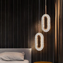 Suspension moderne LED forme ovale et dorée Elaia
