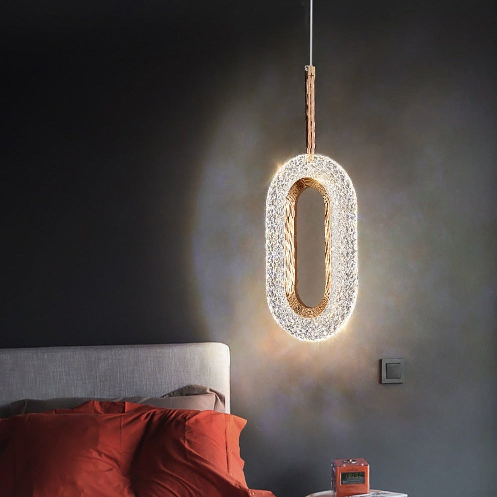 Suspension moderne LED forme ovale et dorée Elaia - vue 5 sur 12