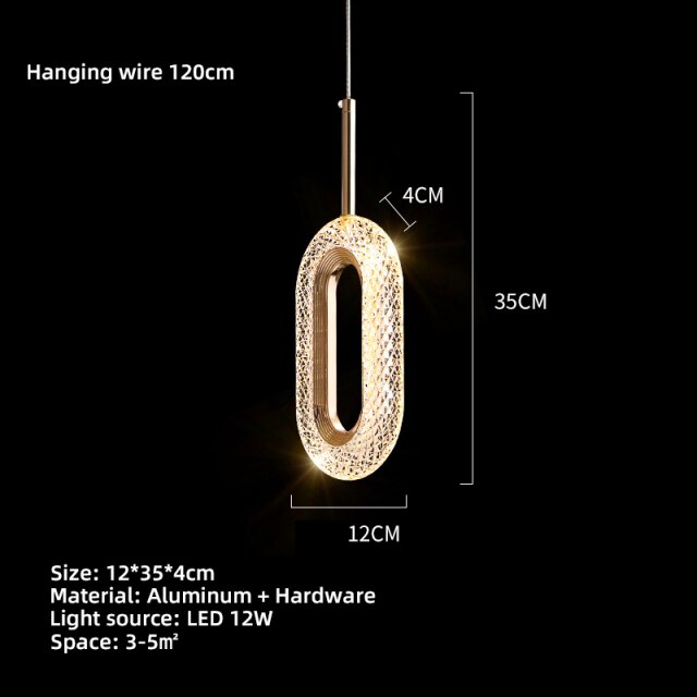 Suspension moderne LED forme ovale et dorée Elaia - vue 13 sur 12