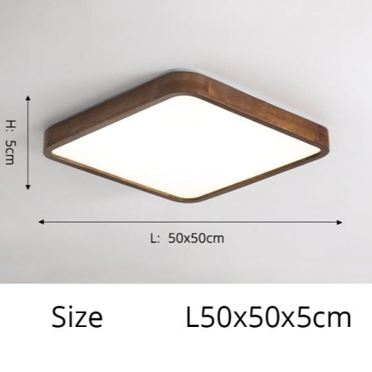 Plafonnier moderne LED en forme géométrique en bois Evelyn