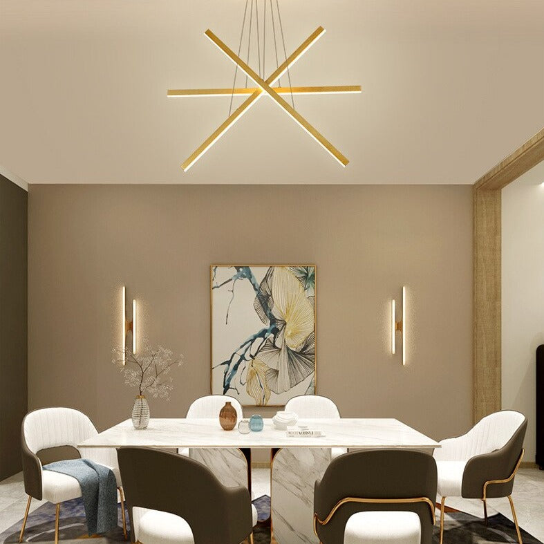 Lustre moderne LED en forme d'étoile métallique doré Alaikari - vue 5 sur 11