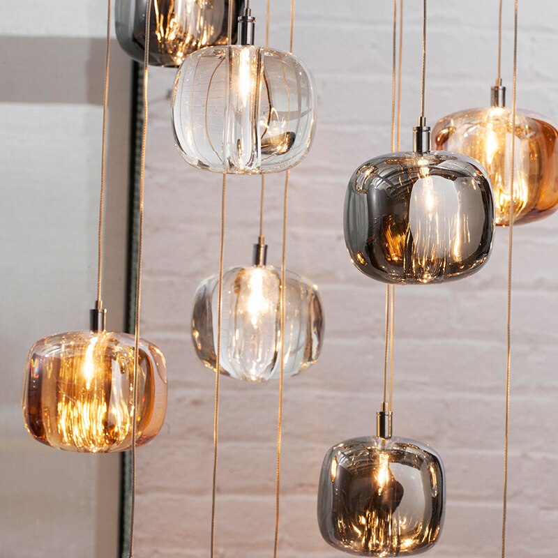 Suspension moderne LED forme de glaçon en cristal coloré Lua - vue 3 sur 10