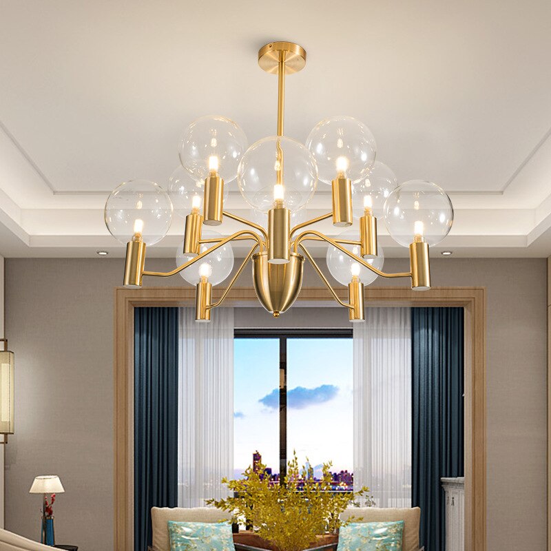 Lustre moderne LED forme d'araignée métallique dorée Criss - vue 4 sur 7