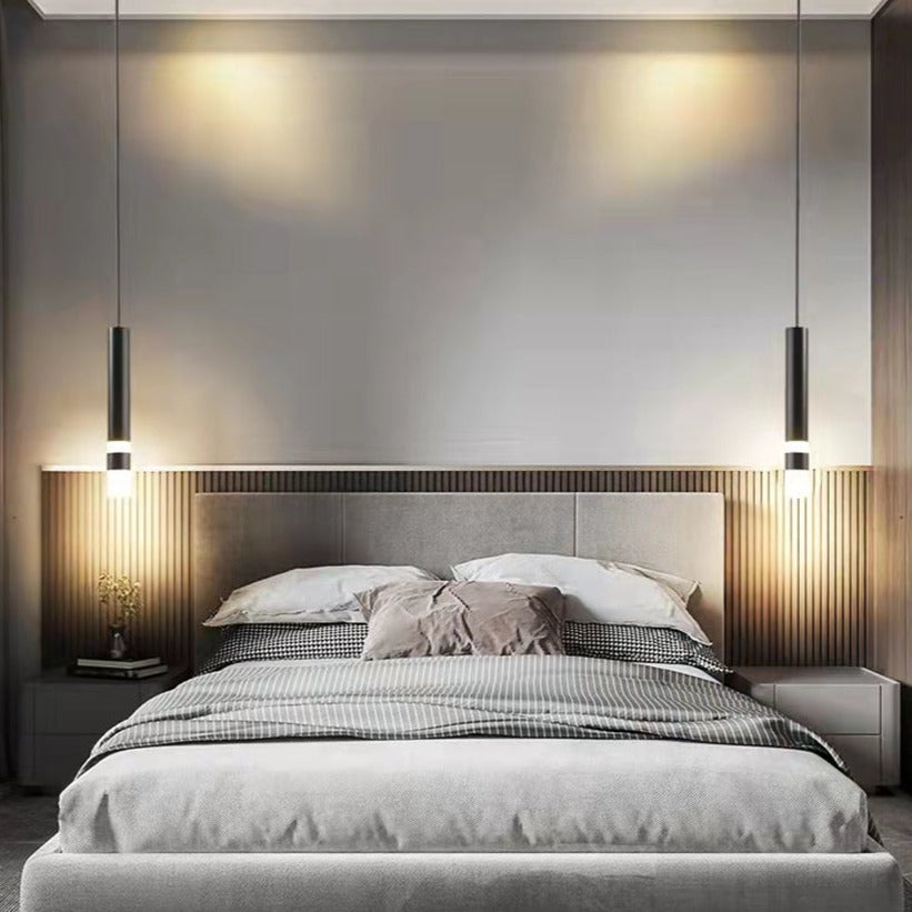 Suspension design LED tube lumineux doré ou noir Amias - vue 3 sur 16