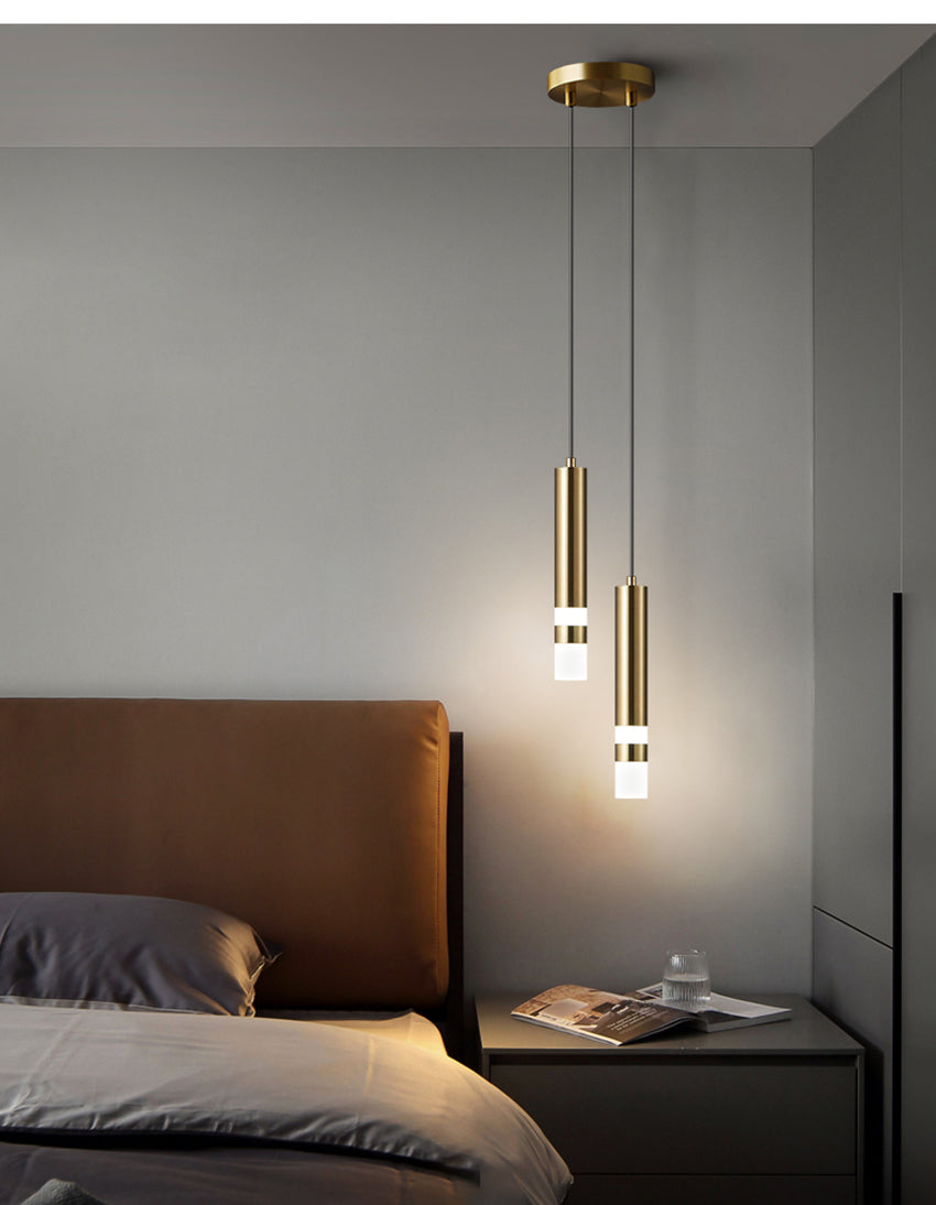 Suspension design LED tube lumineux doré ou noir Amias - vue 9 sur 16
