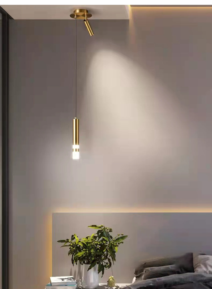 Suspension design LED tube lumineux doré ou noir Amias - vue 12 sur 16