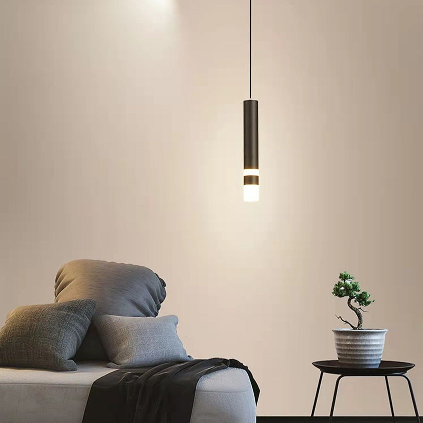 Suspension design LED tube lumineux doré ou noir Amias - vue 4 sur 16