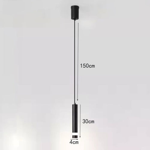 Suspension design LED tube lumineux doré ou noir Amias