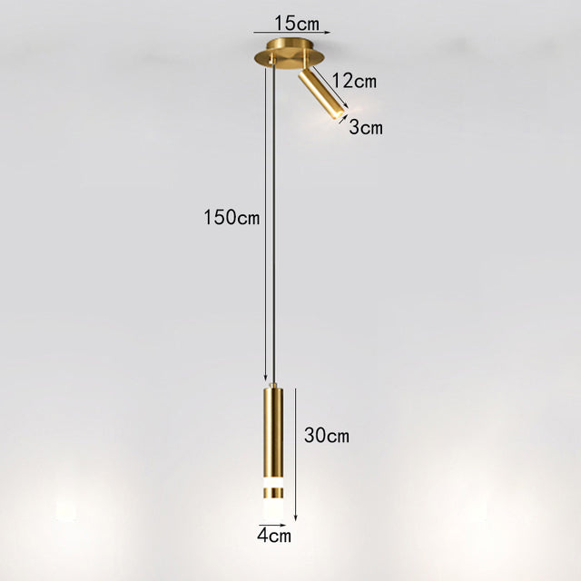 Suspension design LED tube lumineux doré ou noir Amias - vue 15 sur 16