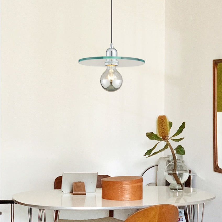 Suspension design avec abat-jour plat en verre Aiden - vue 4 sur 7