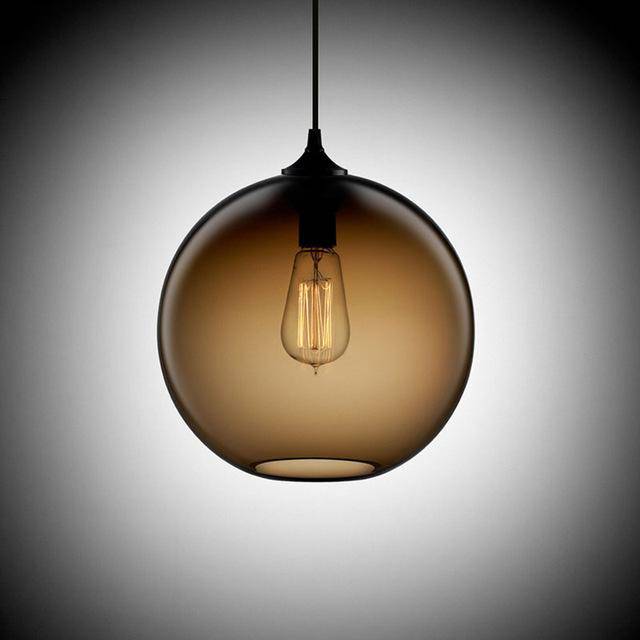 Suspension design en boule de verre (plusieurs couleurs)