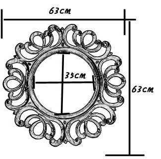 Miroir mural décoratif 63cm rond doré rétro