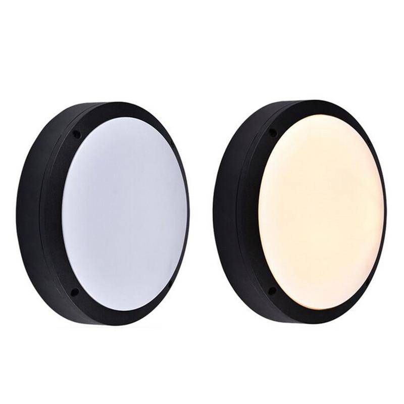 Plafonnier extérieur LED rond noir Flat (plusieurs tailles)