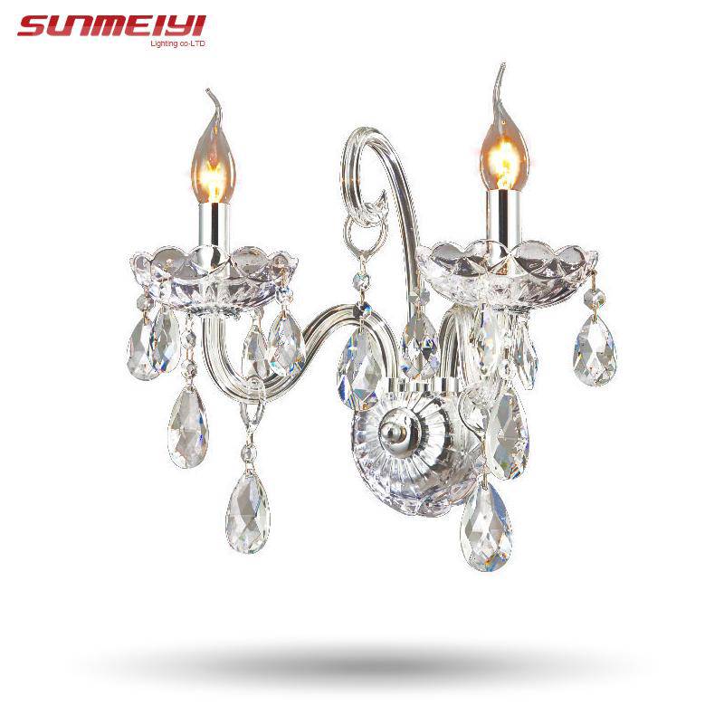 Applique murale chromée en cristal et lampes bougies - vue 3 sur 2