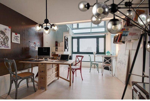 Lustre design noir avec plusieurs branches et verre Livewin