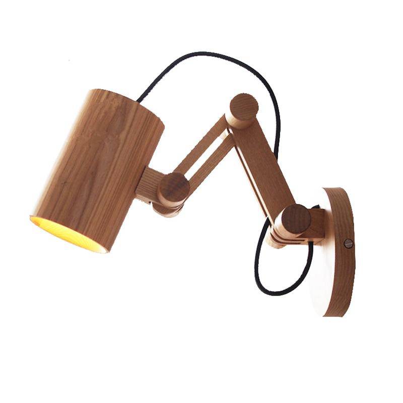 Applique murale LED ajustable en bois avec spot - vue 5 sur 5