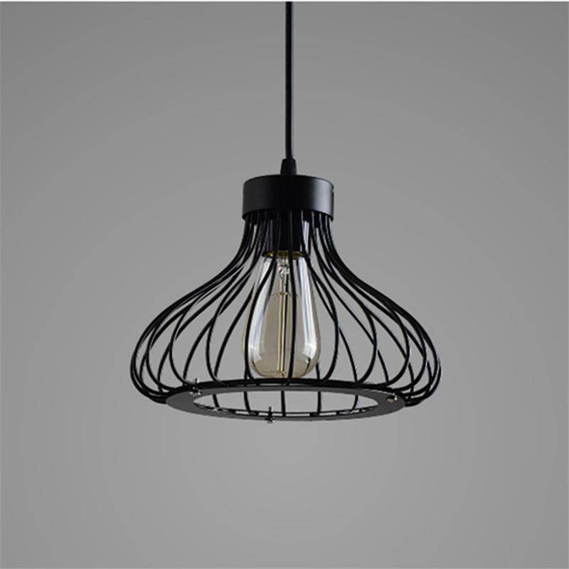 Suspension design industriel avec lampe en cage - vue 6 sur 8