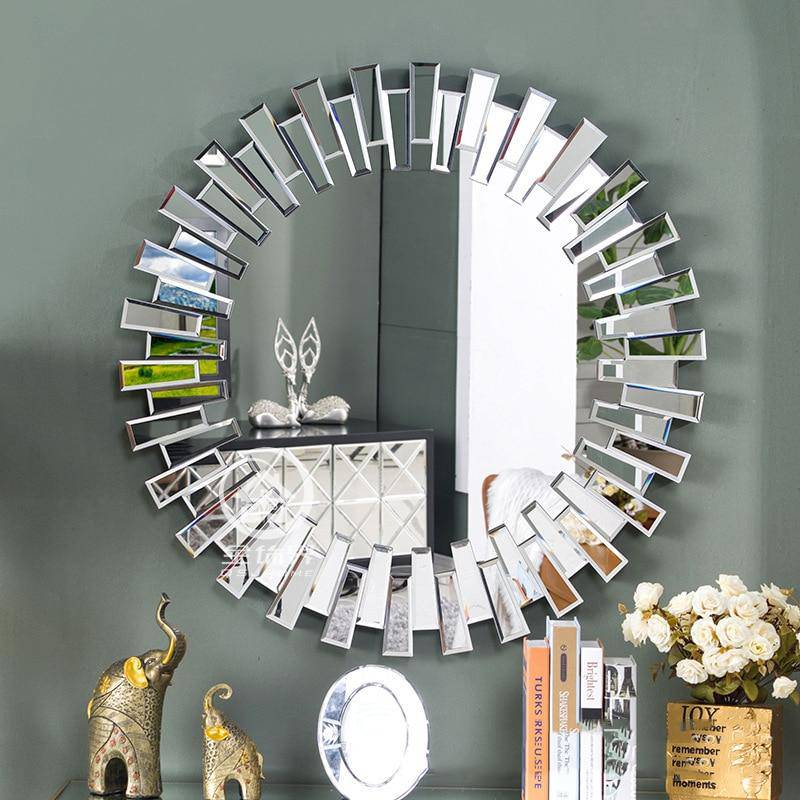 Grand miroir rond mural soleil Console - vue 3 sur 5