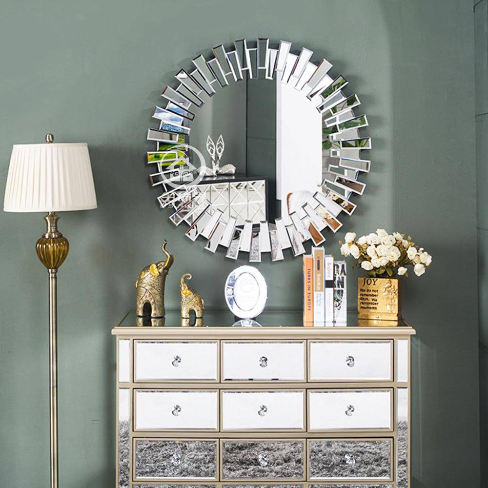 Grand miroir rond mural soleil Console - vue 5 sur 5