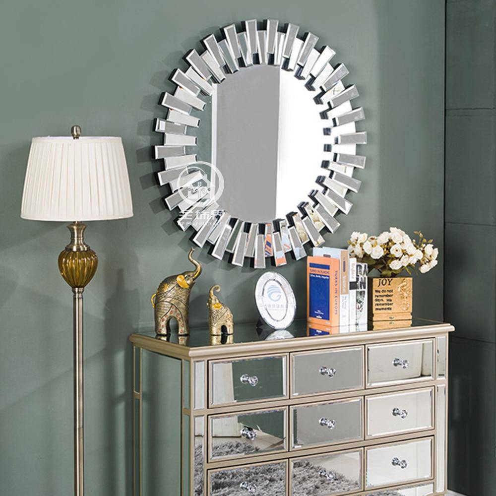 Grand miroir rond mural soleil Console - vue 4 sur 5