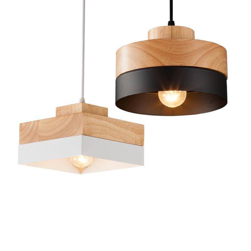 Suspension en bois et métal Scandinavian (carré ou rond) - vue 2 sur 7
