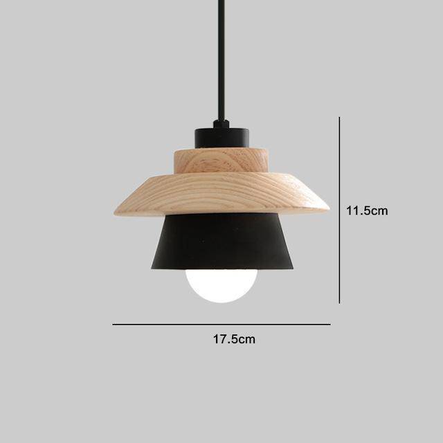 Suspension conique design en bois et métal (noir ou blanc) - vue 4 sur 4
