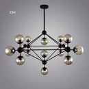 Lustre design noir avec plusieurs branches et verre Livewin