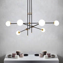 Lustre design noir avec plusieurs branches et verre Retro