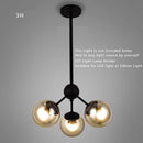 Lustre design noir avec plusieurs branches et verre Livewin