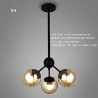 Lustre design noir avec plusieurs branches et verre Livewin