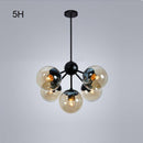 Lustre design noir avec plusieurs branches et verre Livewin