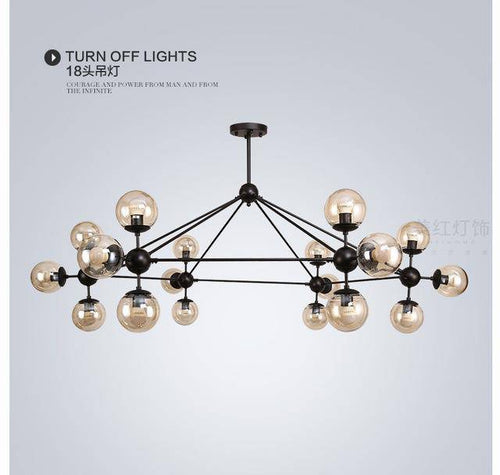 Lustre design noir avec plusieurs branches et verre Livewin