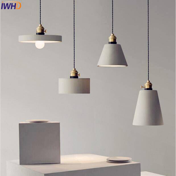 Suspension design LED en ciment de forme - vue 3 sur 8