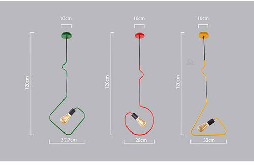 Suspensions design LED en forme géométriques de couleurs