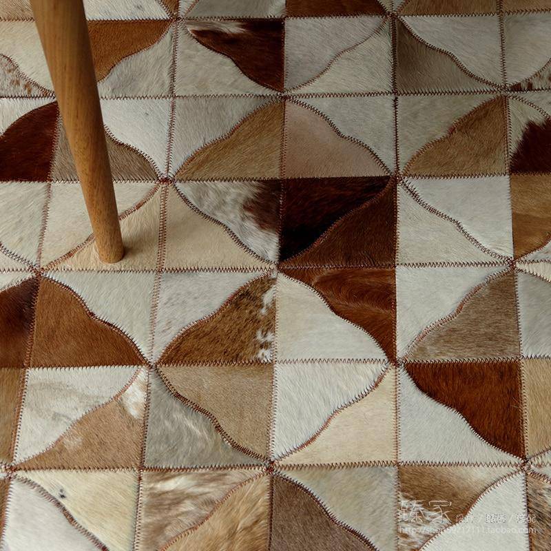 Tapis design rectangle scandinave aux triangles marrons Luxury - vue 4 sur 5