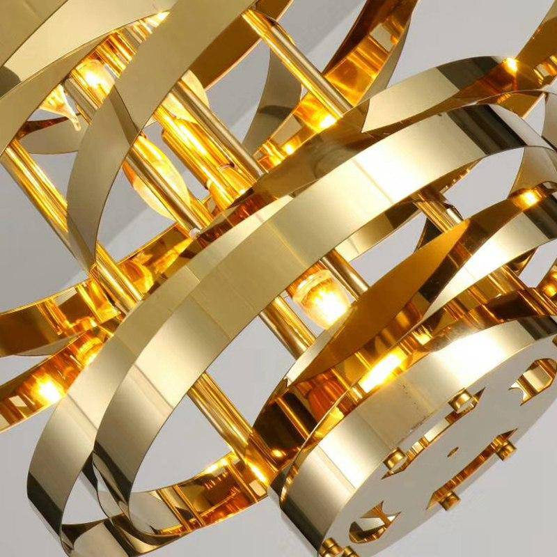 Lustre design anneaux doré à LED Tornado - vue 4 sur 9