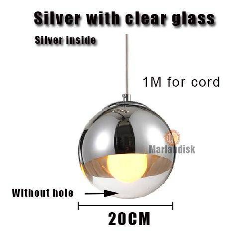 Suspension design LED boule en verre et chromée Copper - vue 9 sur 20