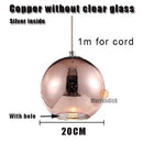 Suspension design LED boule en verre et chromée Copper
