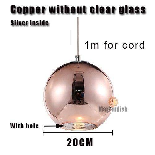 Suspension design LED boule en verre et chromée Copper - vue 11 sur 20