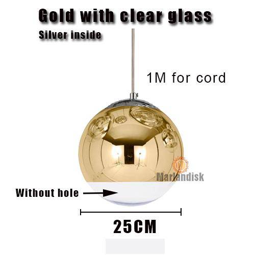 Suspension design LED boule en verre et chromée Copper - vue 4 sur 20