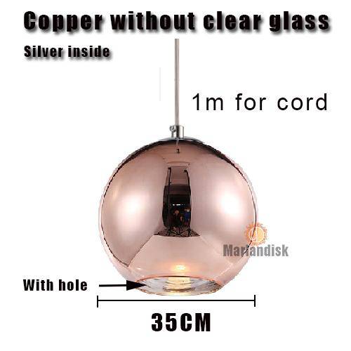 Suspension design LED boule en verre et chromée Copper - vue 6 sur 20