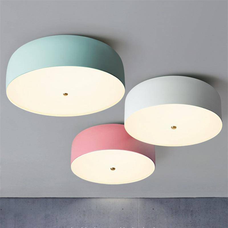 Plafonnier LED coloré rond moderne Nordic
