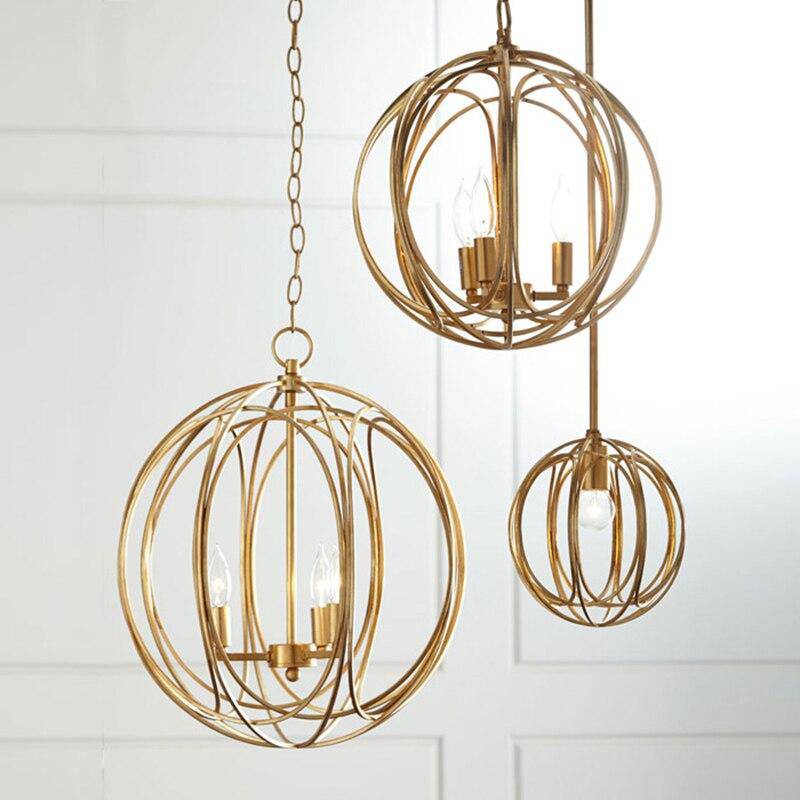 Suspension design LED en boule métal avec ampoules rétro Lewin