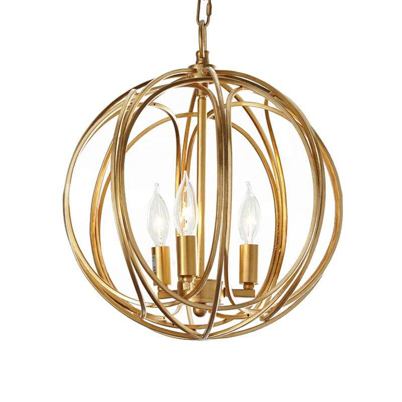 Suspension design LED en boule métal avec ampoules rétro Lewin