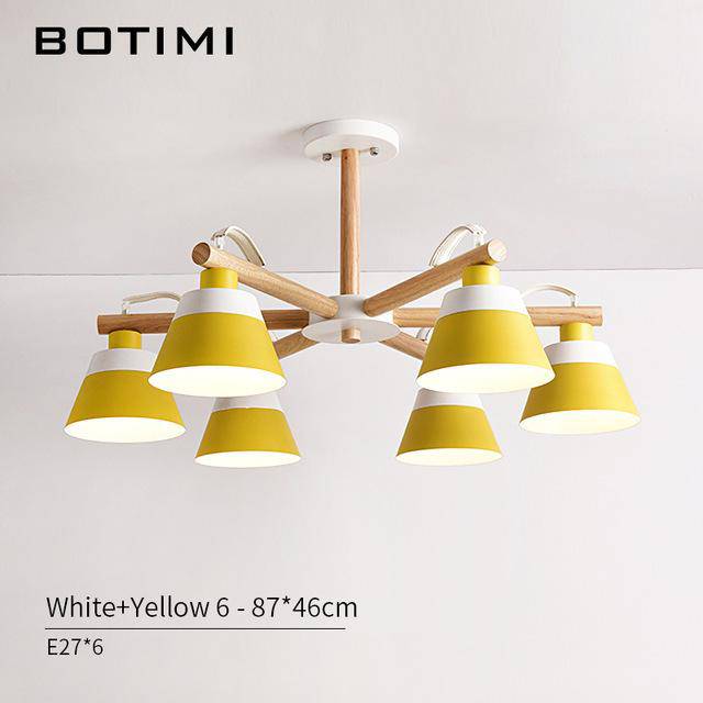 Lustre LED en bois acec abat-jour Nordic
