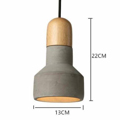 Suspension design LED en ciment et bois Nordic - vue 3 sur 5