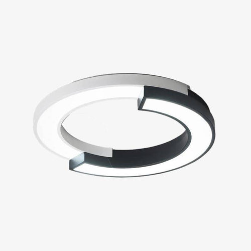 Plafonnier design LED demis ronds noir et blanc