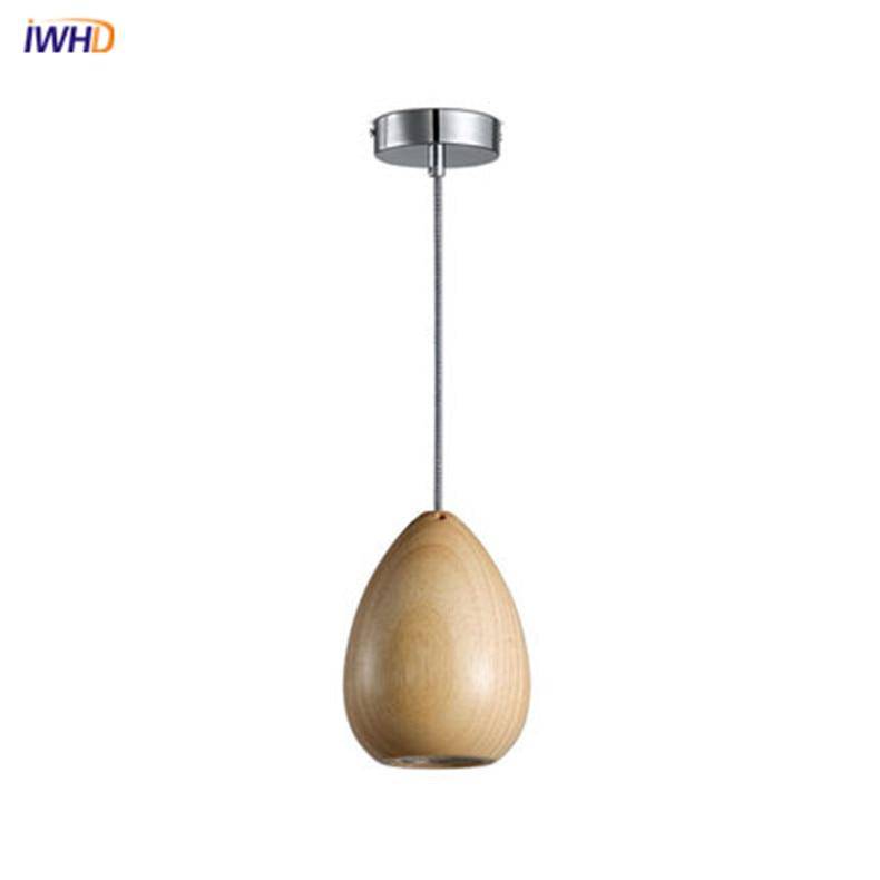 Suspension LED design boule en bois vintage