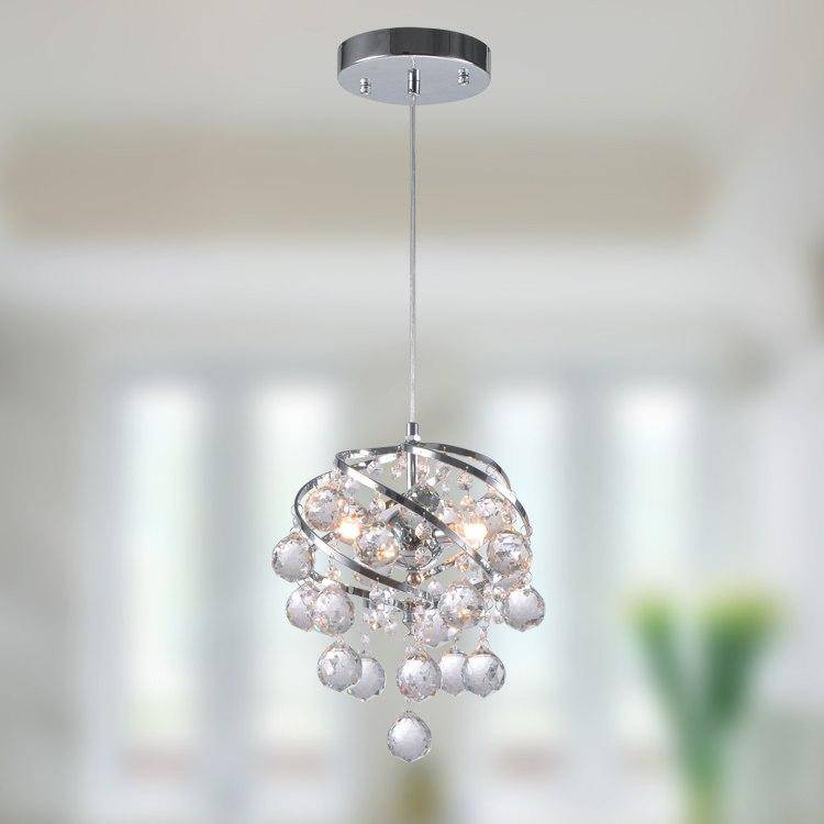 Suspension design moderne en cristal et boules - vue 3 sur 5